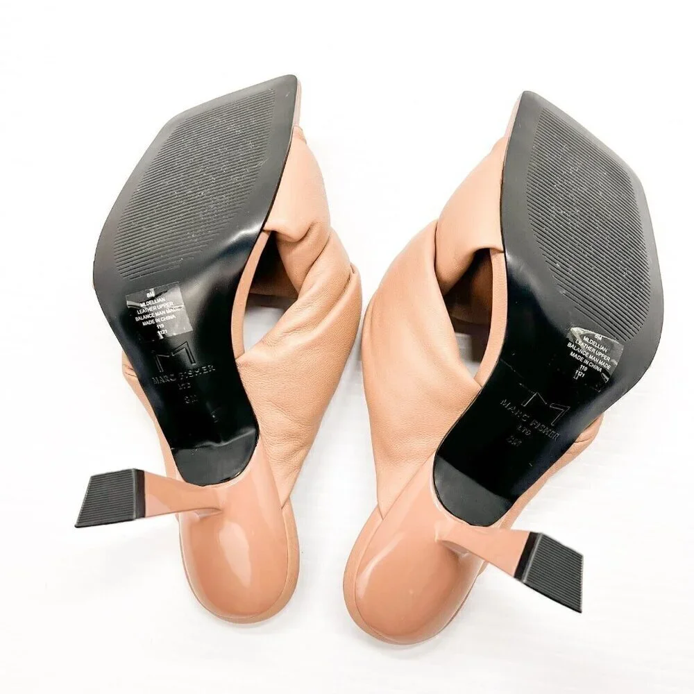 Marc Fisher LTD Dellian Women's Kitten Heel Tan Lightly Padded Strap Sandals 8M